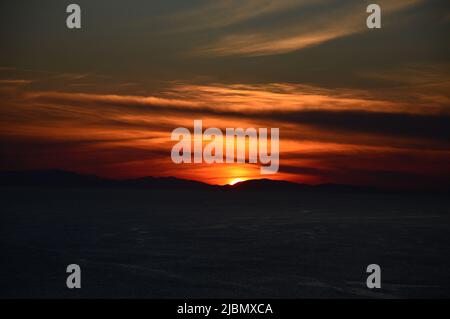 Cloudy sky during the sunset Stock Photo