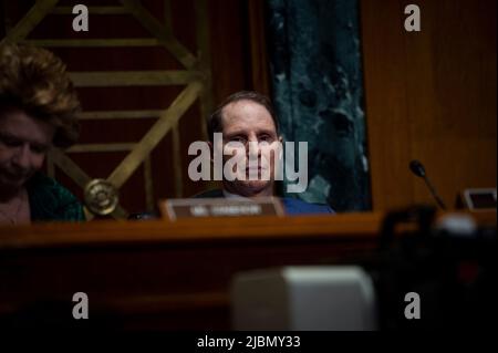 United States Senator Ron Wyden (Democrat of Oregon), Chairman, US Senate Committee on Finance listens while United States Secretary of the Treasury Janet Yellen responds to questions during a Senate Committee on Finance hearing to examine the President's proposed budget request for fiscal year 2023, in the Dirksen Senate Office Building in Washington, DC, Tuesday, June 7, 2022.Credit: Rod Lamkey/CNP /MediaPunch Stock Photo