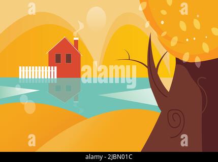 Autumn landscape background eps design Stock Vector