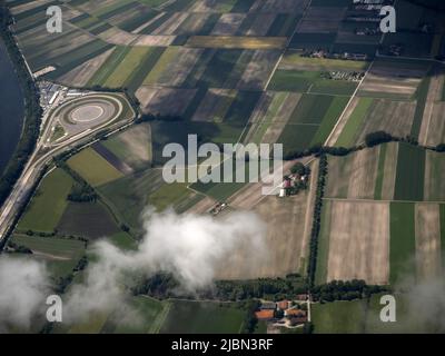 farmed fields Munchen bavaria germany area aerial landscape from airplane panorama Stock Photo