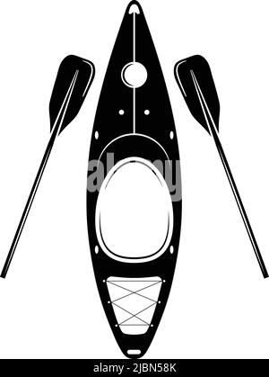 Silhouette of a Canoe and Paddles Stock Vector