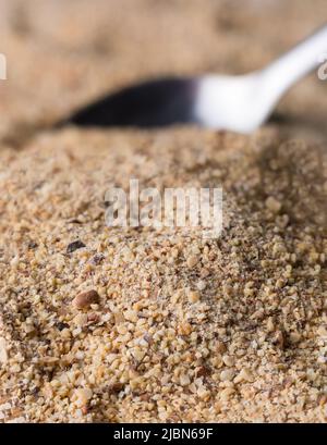 ground horse gram, macrotyloma uniflorum, tropical south asian legume most protein rich lentil, taken in shallow depth of field, food background Stock Photo
