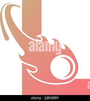 Letter L is passed by a falling meteor icon illustration vector Stock Vector