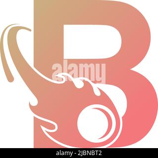 Letter B is passed by a falling meteor icon illustration vector Stock Vector