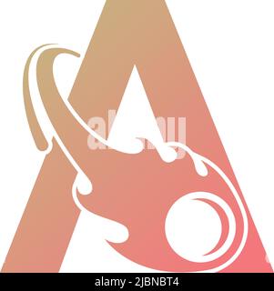 Letter A is passed by a falling meteor icon illustration vector Stock Vector