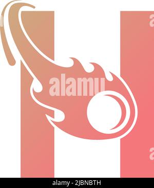 Letter H is passed by a falling meteor icon illustration vector Stock Vector