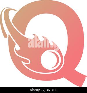 Letter Q is passed by a falling meteor icon illustration vector Stock Vector