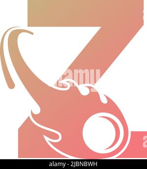 Letter Z is passed by a falling meteor icon illustration vector Stock Vector