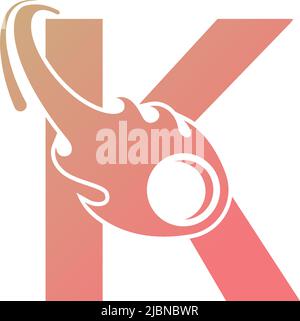 Letter K is passed by a falling meteor icon illustration vector Stock Vector