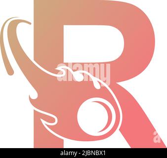 Letter R is passed by a falling meteor icon illustration vector Stock Vector