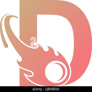 Letter D is passed by a falling meteor icon illustration vector Stock Vector