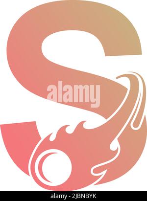 Letter S is passed by a falling meteor icon illustration vector Stock Vector