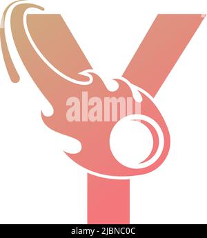 Letter Y is passed by a falling meteor icon illustration vector Stock Vector
