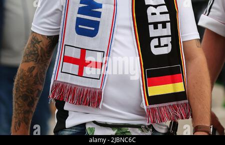 Munich, Germany, 7th June 2022.  Fans arrive prior to the  UEFA Nations League match at Allianz Arena, Munich. Picture credit should read: David Klein / Sportimage Stock Photo