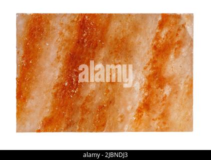Pink himalayan salt block for cooking and serving the dish isolated on white Stock Photo