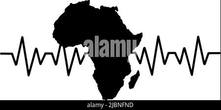 Juneteenth. Heartbeat with Africa map. Black History Month. June 19. Day of freedom and emancipation. African-American history. Freeish Design. Stock Vector