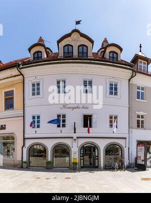 A picture of the House of Kranj, home of the Tourist Information Center. Stock Photo