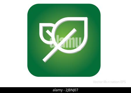 white leaves icon as template for nature and environmental conservation on green rounded rectangle. Vector Illustration Stock Vector