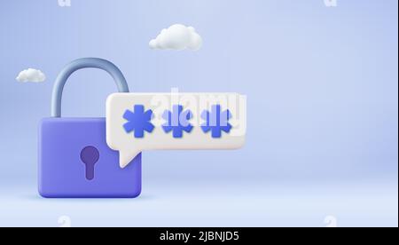 3d lock and password field. Stock Vector
