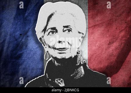 Christine Lagarde and the French flag Stock Photo