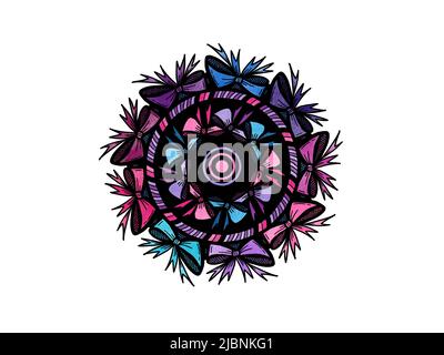 mandala ornament with ribbon - colorful Stock Photo