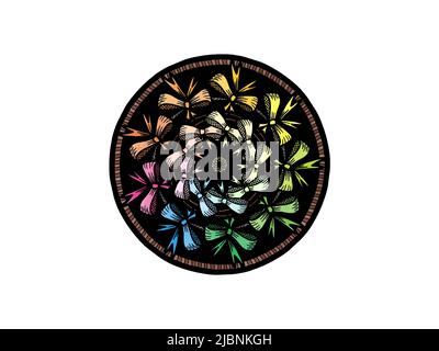 mandala ornament with ribbon - colorful Stock Photo