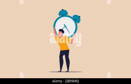Overwork job and overtime patience pressure time. Business overload and deadline control vector illustration concept. Helpless people and responsibili Stock Vector