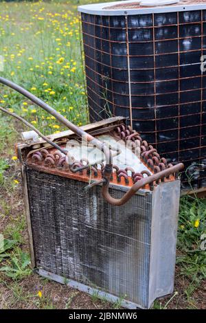Air conditioner old inside circuit system Stock Photo