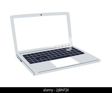 An open laptop with empty screen with copy space for text. Personal computer with keypad and blank display. Template for advertising, announcements, p Stock Vector