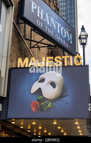 The Majestic Theatre, 245 W. 44th Street, featuring 'Phantom of the Opera'  Times Square, NYC  2022 Stock Photo