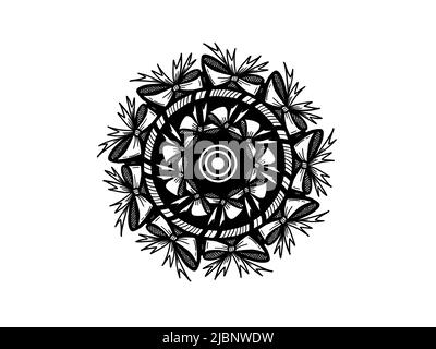 mandala ornament for coloring ribbon - outline Stock Photo