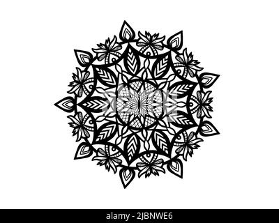 mandala ornament for coloring ribbon - outline Stock Photo