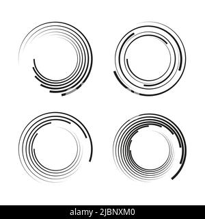 Set of circular swirl ornament elements for print and logo design. Vector illustration. Stock Vector