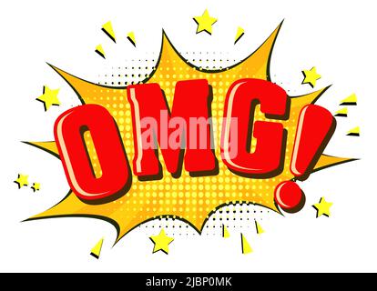 OMG! Comic book, cartoon explosion with caption, speech bubble for your design. Stock Vector