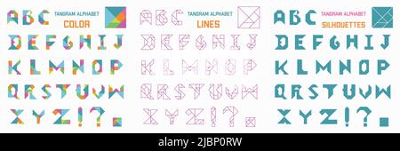 Tangram puzzle game. Set with english alphabet. Stock Vector