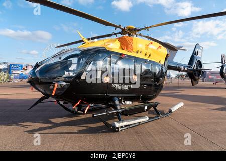 RAF Fairford, Gloucestershire, UK - July 2019: Airbus H145 Jupiter HT1 helicopter (ZM500) of the Royal Air Force Defence Helicopter Flying School, UK Stock Photo