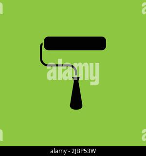 Roller Brush icon isolated on Yellow Background. Construction Concept. - Vector. Vector illustration Stock Vector