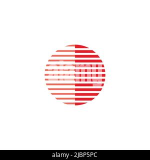 circle geometric red sun japan shadow logo vector Stock Vector