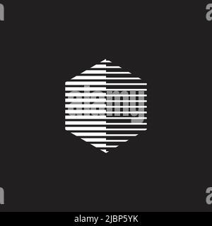 hexagonal silhouette shadow 3d flat logo vector Stock Vector