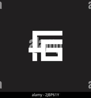 letter fg simple square linked line 3d logo vector Stock Vector