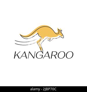 Vector silhouette kangaroo logo design Stock Vector