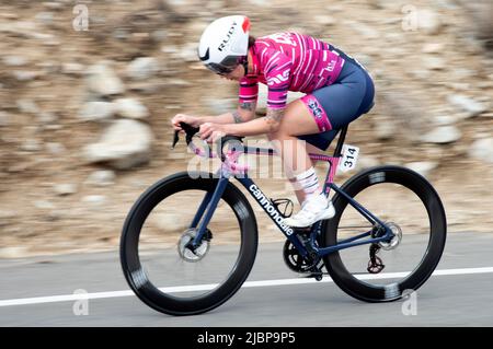 Women cyclists competing during the time trial stage of the Redlands ...