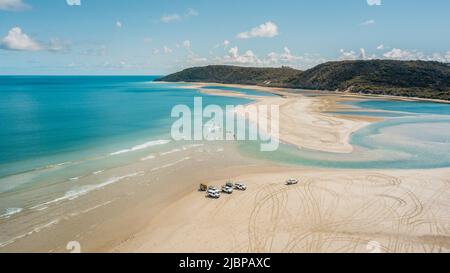 Aerial view of Double Island Point beach in Noosa, Australia Stock Photo