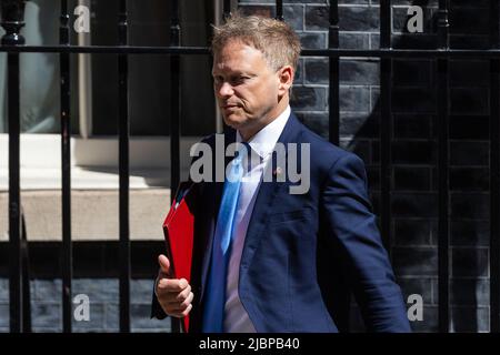 London, UK. 07th June, 2022. Grant Shapps leaves a cabinet meeting in Downing Street, London. Prime Minister Boris Johnson told his cabinet to ‘draw a line' under the Partygate scandal after he narrowly survived a vote of confidence in his leadership yesterday by 211 to 148. (Photo by Tejas Sandhu/SOPA Images/Sipa USA) Credit: Sipa USA/Alamy Live News Stock Photo
