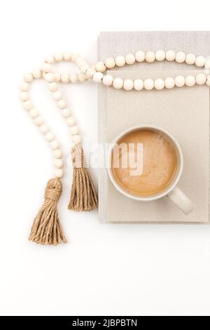 Minimalist Boho Styled Desk Workspace Stock Photo