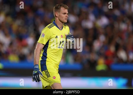 Cesena, Italy, 7th June 2022. Denes Dibusz of Hungary during the UEFA Nations League match at Stadio Dino Manuzzi, Cesena. Picture credit should read: Jonathan Moscrop / Sportimage Stock Photo