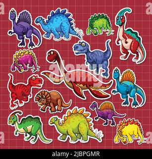 Many cute dinosaur cartoon characters illustration Stock Vector Image ...