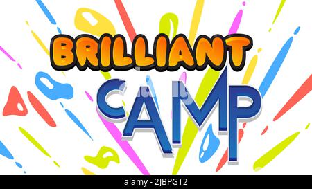 Kids Letters word Brilliant Camp. Word written with Children's font in cartoon style. Stock Vector