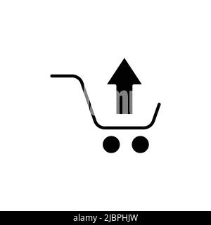 Shopping cart icon vector with upload. Selling online, online store. Solid icon style, glyph. Simple design illustration editable Stock Vector