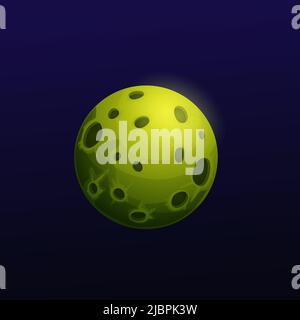 Cartoon green space planet with holes, fantasy galaxy and alien ...